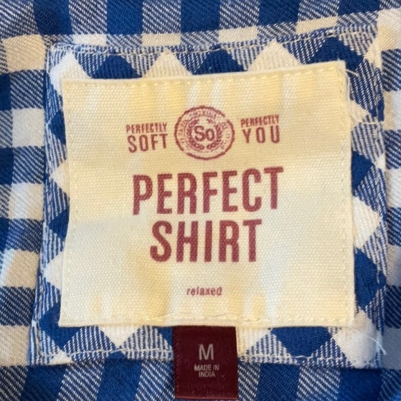 SO Blue and White Checkered Women's Button Down Shirt - Picture 5 of 7